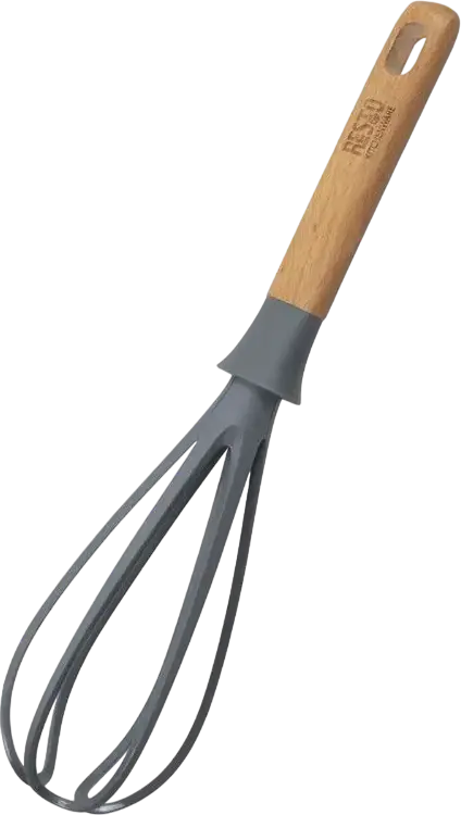 Resto Kitchenware 94205 SUBRA Egg Whisk, PBT Plastic and Beech Wood Handle, Heat Resistant up to 210°C, 30 x 7.2 x 7.2 cm, Grey