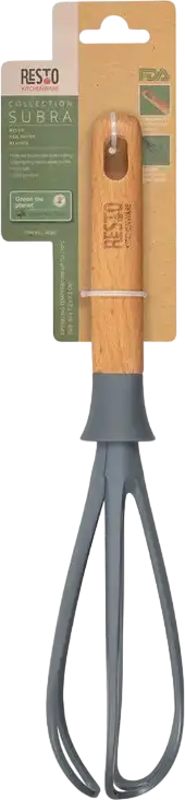 Resto Kitchenware 94205 SUBRA Egg Whisk, PBT Plastic and Beech Wood Handle, Heat Resistant up to 210°C, 30 x 7.2 x 7.2 cm, Grey