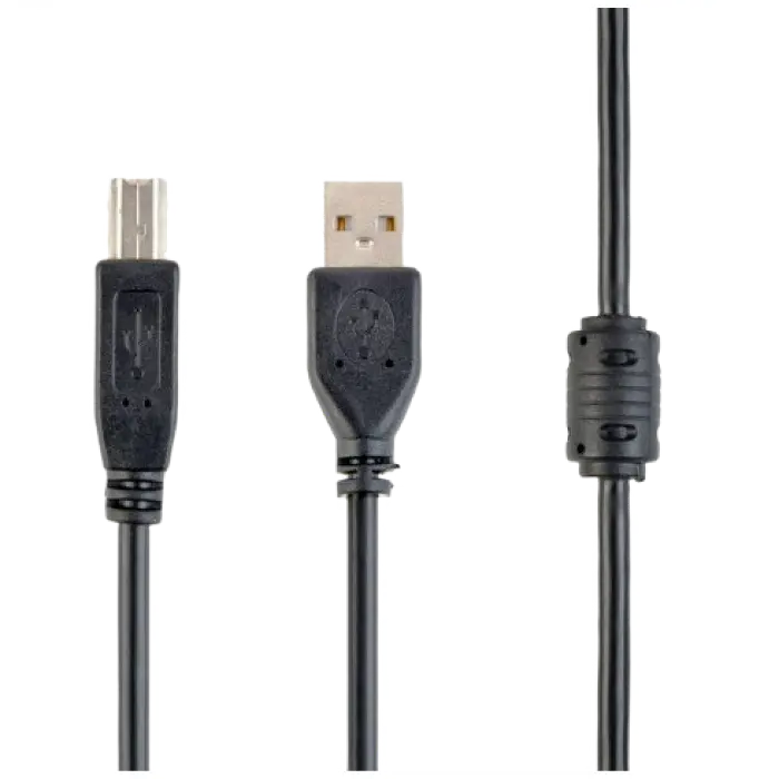 Кабель передачи данных Gembird CCF-USB2-AMBM-6 USB 2.0, USB Type-A - Type-B Male, 1.8м, позолоченные коннекторы, ферритовый фильтр, черный