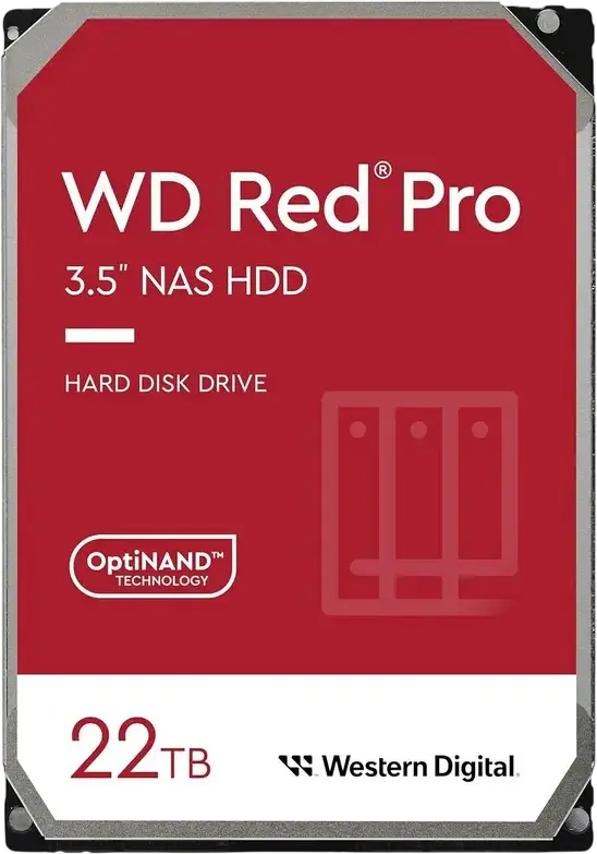 Western Digital WD Red Pro 22TB NAS Hard Drive WD221KFGX, 3.5-inch SATA-3 (6 Gb/s), 7200 RPM, 512MB Cache, CMR, RAID-Optimized for NAS Systems