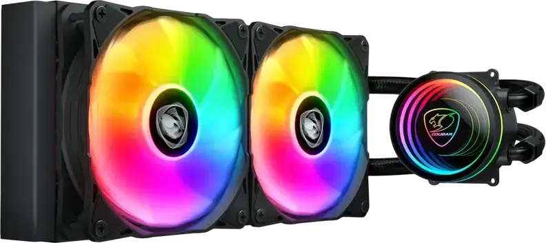 Cougar Poseidon Vistek ARGB 240 Liquid CPU Cooler CGR-PSDVARGB-B-240, 1.9" Digital Display, Dual 120mm PWM Fans, Aluminum Radiator for Intel LGA 1851/1700 & AMD AM5