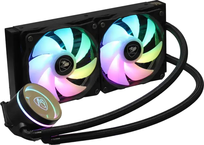 Cougar Poseidon Vistek ARGB 240 Liquid CPU Cooler CGR-PSDVARGB-B-240, 1.9" Digital Display, Dual 120mm PWM Fans, Aluminum Radiator for Intel LGA 1851/1700 & AMD AM5