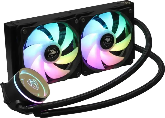 Cougar Poseidon Vistek ARGB 240 Liquid CPU Cooler CGR-PSDVARGB-B-240, 1.9" Digital Display, Dual 120mm PWM Fans, Aluminum Radiator for Intel LGA 1851/1700 & AMD AM5