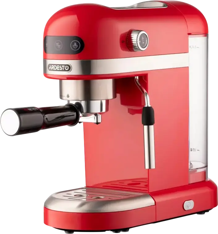 Espressor Manual Ardesto YCM-E1501, 1350W, Pompa Italiana ULKA 20 Bar, Control PID Ecran Tactil, Rezervor Apa 1.4L, Spumator Lapte, Rosu