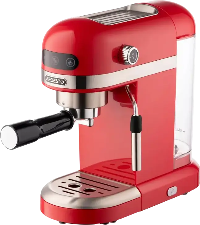 Espressor Manual Ardesto YCM-E1501, 1350W, Pompa Italiana ULKA 20 Bar, Control PID Ecran Tactil, Rezervor Apa 1.4L, Spumator Lapte, Rosu