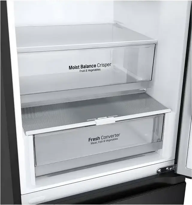 LG GBV3200DEP Freestanding Combi Fridge Freezer, No Frost, 387L, Graphite Black, Smart Inverter Compressor, DoorCooling+, LINEARCooling, 59.5x203x68.2 cm