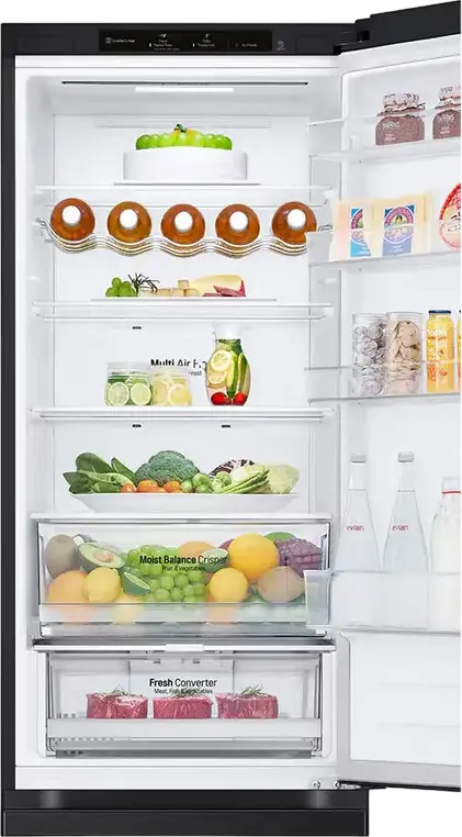 LG GBV3200DEP Freestanding Combi Fridge Freezer, No Frost, 387L, Graphite Black, Smart Inverter Compressor, DoorCooling+, LINEARCooling, 59.5x203x68.2 cm
