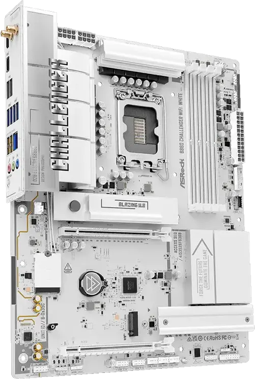 Placa de baza ASRock B860 Challenger WiFi White LGA1851 Intel B860 ATX DDR5 8666+MHz PCIe 5.0 M.2 Gen5 WiFi 7 Bluetooth 5.4 PCB Alb