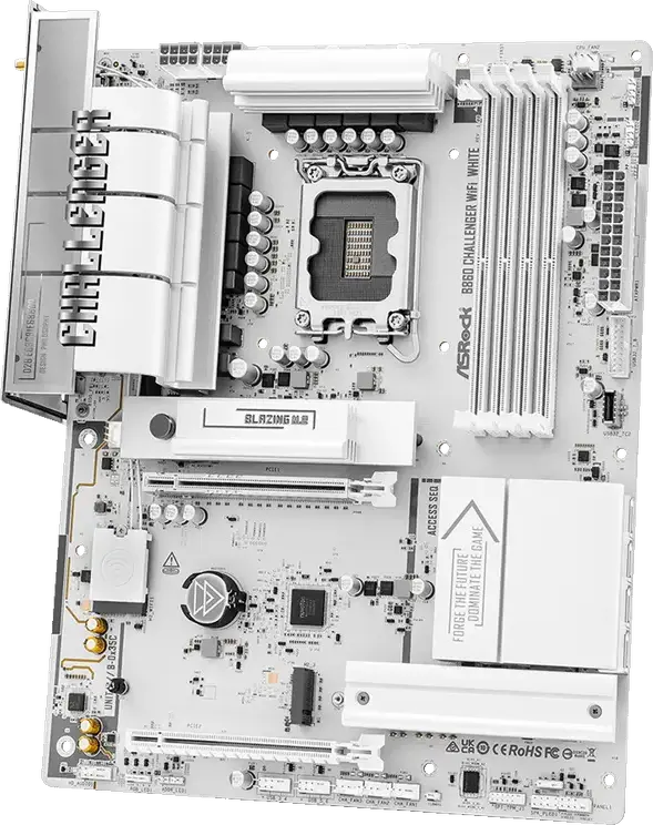 Placa de baza ASRock B860 Challenger WiFi White LGA1851 Intel B860 ATX DDR5 8666+MHz PCIe 5.0 M.2 Gen5 WiFi 7 Bluetooth 5.4 PCB Alb