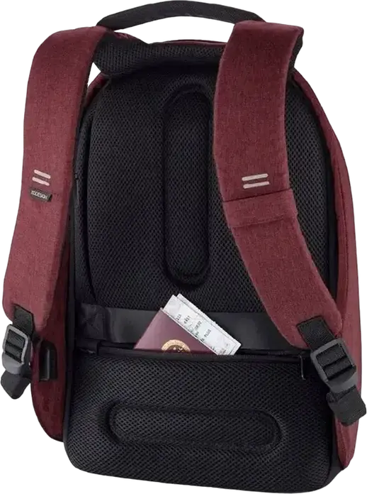 XD Design Bobby Hero Small Anti-Theft Backpack, Red, Water-Repellent R-pet Fabric, for 13.3 inch Laptops and 12.9 inch Tablets, USB Charging Port, 380x265x140mm