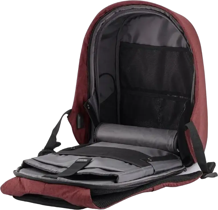 XD Design Bobby Hero Small Anti-Theft Backpack, Red, Water-Repellent R-pet Fabric, for 13.3 inch Laptops and 12.9 inch Tablets, USB Charging Port, 380x265x140mm