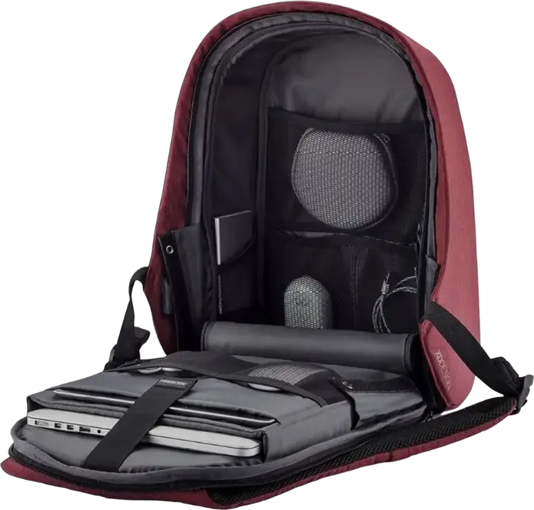 XD Design Bobby Hero Small Anti-Theft Backpack, Red, Water-Repellent R-pet Fabric, for 13.3 inch Laptops and 12.9 inch Tablets, USB Charging Port, 380x265x140mm