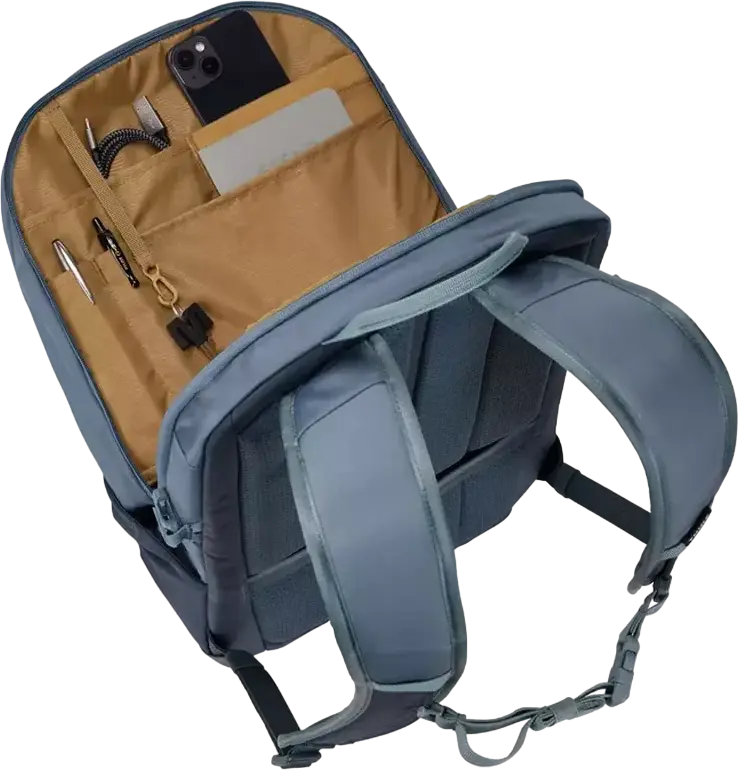 Thule EnRoute Backpack 23L, 400D Nylon, Fits 16 inch Laptop and 10.5 inch Tablet, Water-Resistant YKK Zippers, Trolley Sleeve, Pond Blue