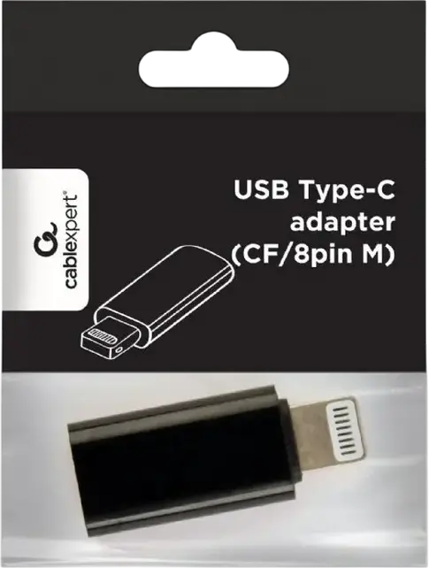 Адаптер Gembird Cablexpert A-USB-CF8PM-01 Lightning (папа) — USB Type-C (мама), аналоговый интерфейс, черный