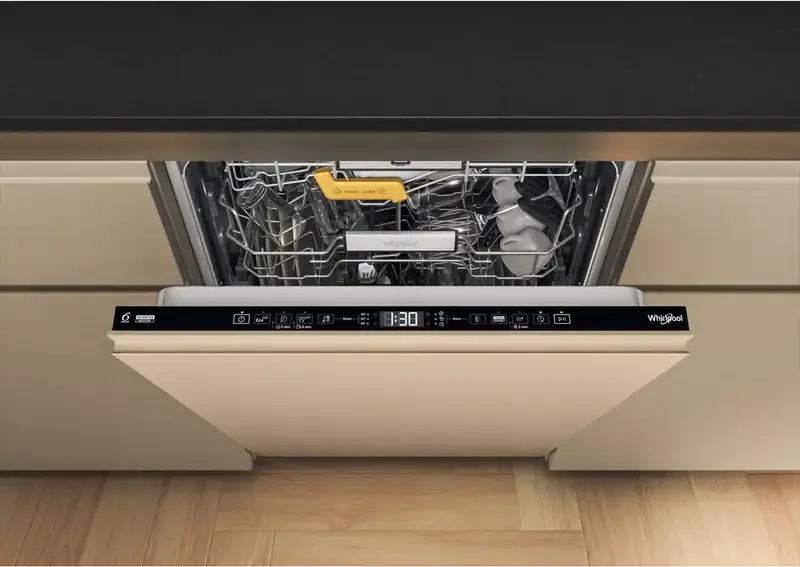 Whirlpool W8I HT58 TS Built-in Dishwasher, 14 Place Settings, 6th Sense Technology, PowerClean Pro, NaturalDry, TimeBeam, Energy Class B, Black