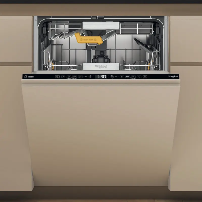 Whirlpool W8I HT58 TS Built-in Dishwasher, 14 Place Settings, 6th Sense Technology, PowerClean Pro, NaturalDry, TimeBeam, Energy Class B, Black