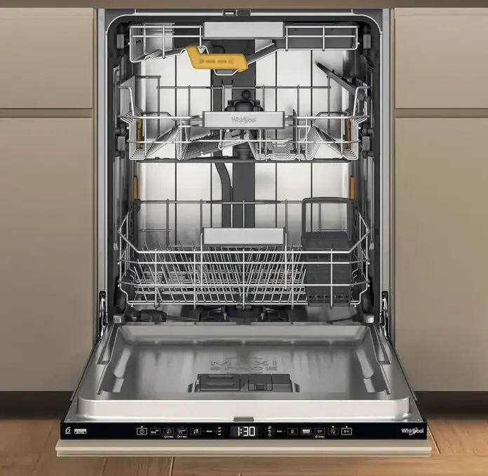 Whirlpool W8I HT58 TS Built-in Dishwasher, 14 Place Settings, 6th Sense Technology, PowerClean Pro, NaturalDry, TimeBeam, Energy Class B, Black