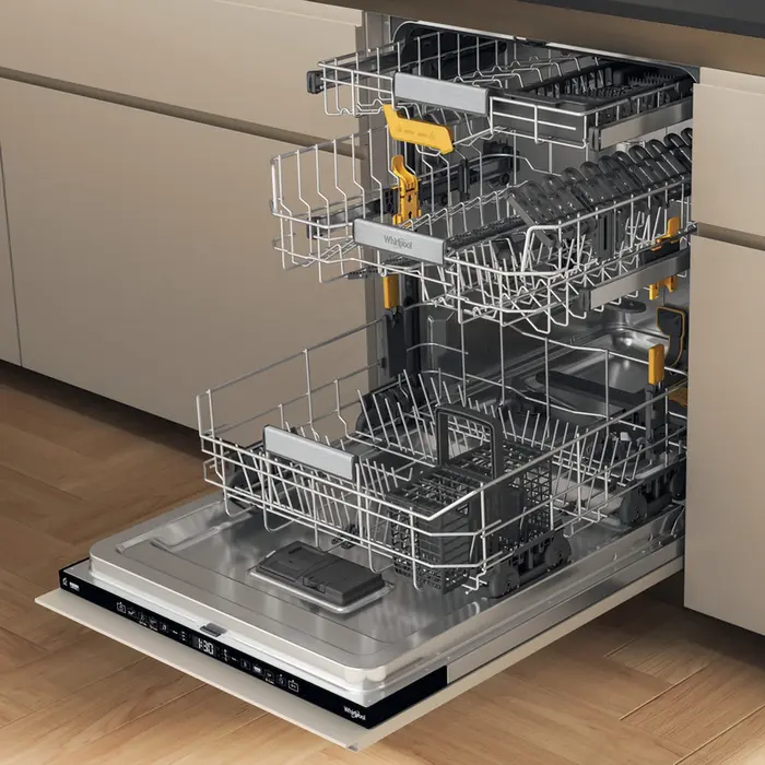 Whirlpool W8I HT58 TS Built-in Dishwasher, 14 Place Settings, 6th Sense Technology, PowerClean Pro, NaturalDry, TimeBeam, Energy Class B, Black
