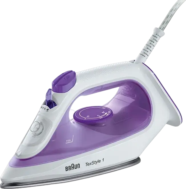 Утюг с парогенератором Braun TexStyle 1 SI1080VI, 2000 Вт, керамическая подошва SuperCeramic, паровой удар 130 г/мин, система антикапля и самоочистка
