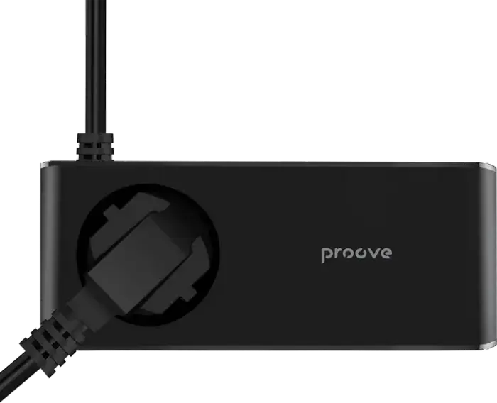 Prelungitor Proove Homester PD-03 GaN cu Protectie Supratensiune, Incarcare Rapida USB-C si USB-A 65W, PD3.0 QC4+, 1 Priza EU AC, Cablu 1.5m, PC Ignifug, Negru