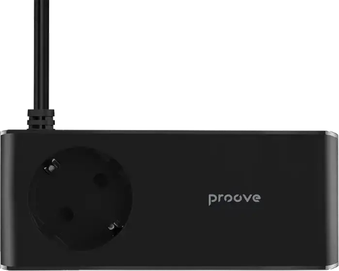 Prelungitor Proove Homester PD-03 GaN cu Protectie Supratensiune, Incarcare Rapida USB-C si USB-A 65W, PD3.0 QC4+, 1 Priza EU AC, Cablu 1.5m, PC Ignifug, Negru