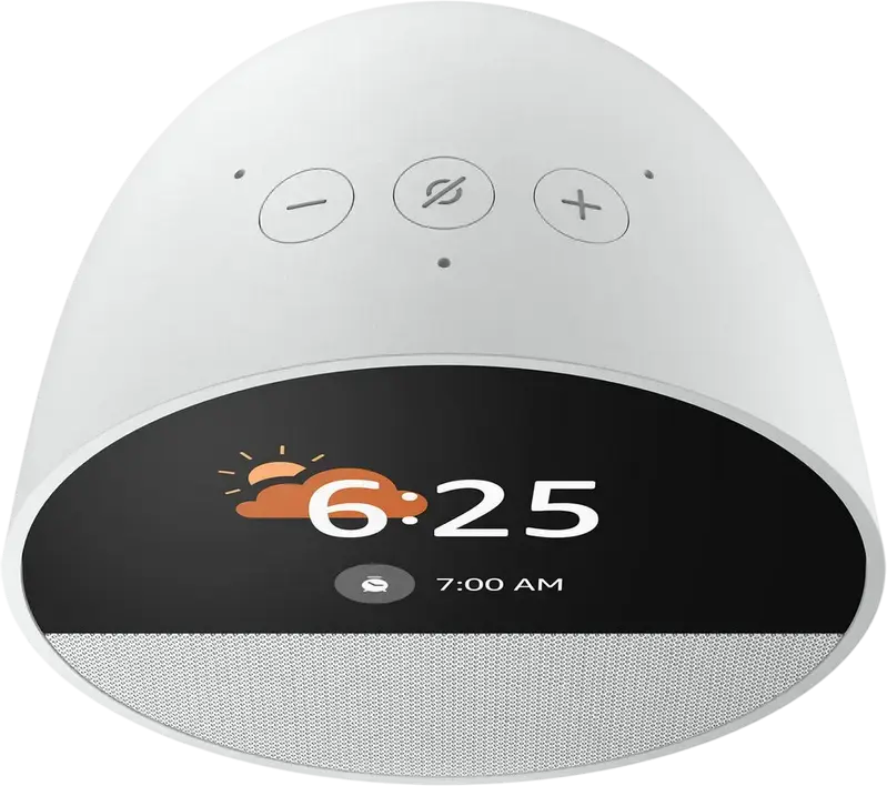 Boxă Inteligentă Amazon Echo Spot (Ediție 2024) cu Alexa, Ceas de Alarmă Inteligent cu Ecran Personalizabil, Sunet Vibrant, Wi-Fi și Bluetooth