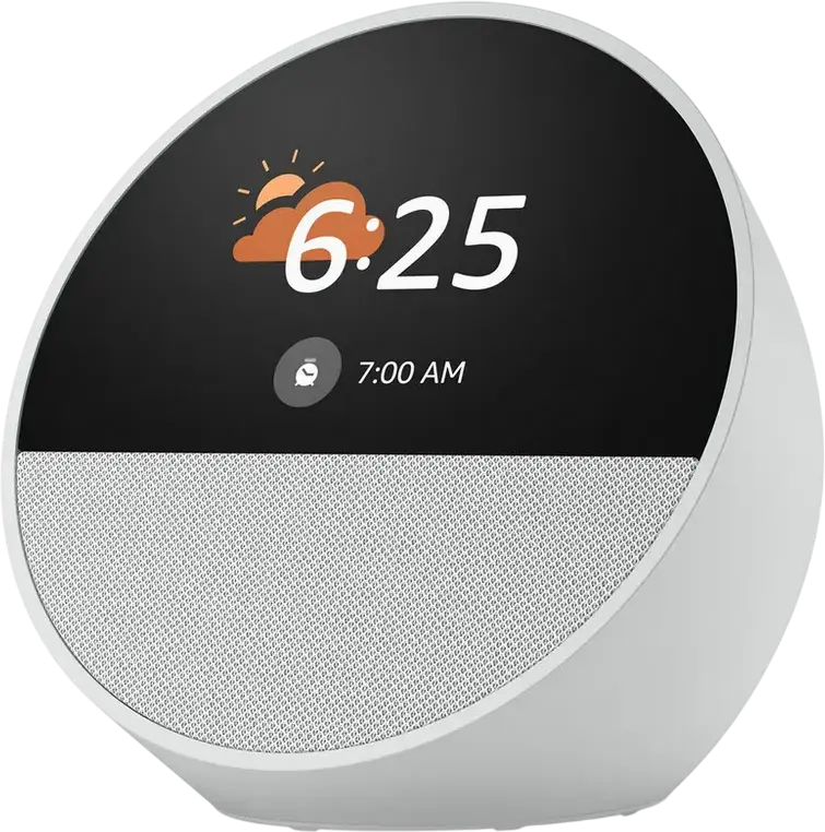 Boxă Inteligentă Amazon Echo Spot (Ediție 2024) cu Alexa, Ceas de Alarmă Inteligent cu Ecran Personalizabil, Sunet Vibrant, Wi-Fi și Bluetooth