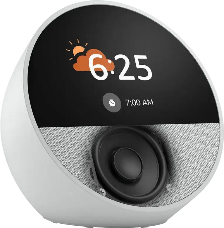 Boxă Inteligentă Amazon Echo Spot (Ediție 2024) cu Alexa, Ceas de Alarmă Inteligent cu Ecran Personalizabil, Sunet Vibrant, Wi-Fi și Bluetooth