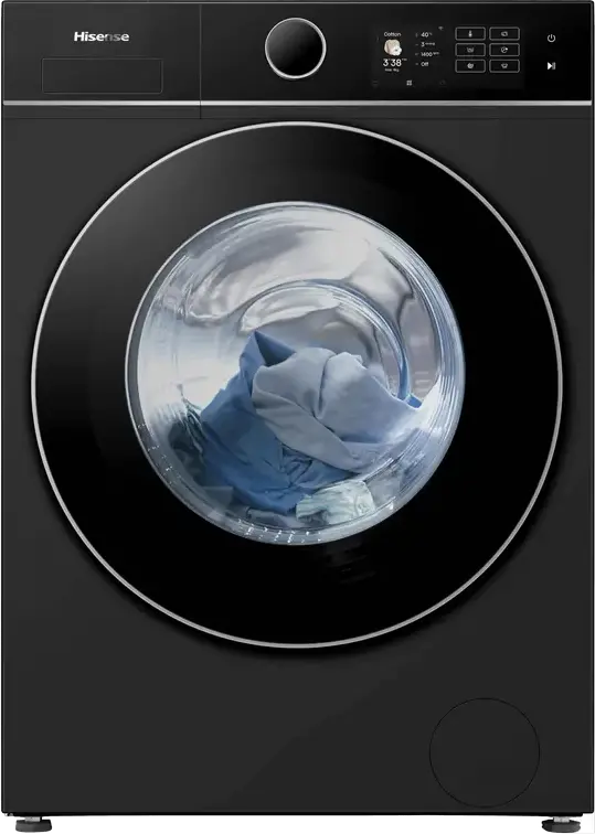 Hisense WF5I9043BBFS Front-Load Washing Machine, 9kg, Energy Class A, 1400 rpm, Black, Wi-Fi ConnectLife, Steam Mix, RainDrop Drum, 19 Programs