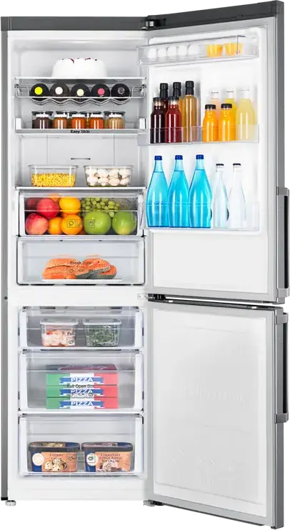 Frigider Combinat Samsung RB33J3515S9/EF, 339L, No Frost, SpaceMax, Digital Inverter, All-Around Cooling, Oțel Inoxidabil, Congelator Jos, 185cm