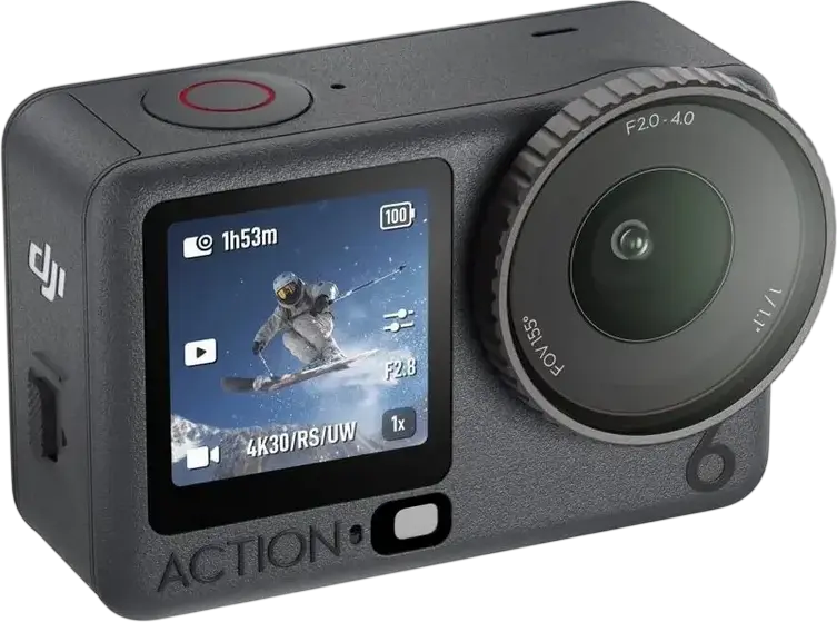 DJI Osmo Action 6 Essential Combo Action Camera, 8K Video, 38MP Photo, 1/1.1-inch CMOS, RockSteady 3.0, Dual Touch Screens, IP68 Waterproof, Black