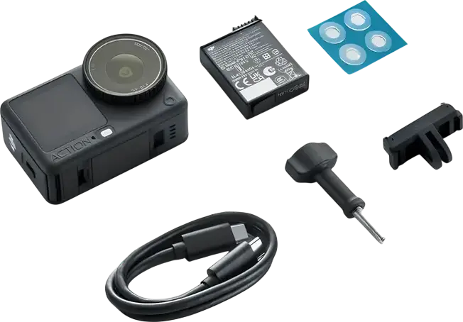 DJI Osmo Action 6 Essential Combo Action Camera, 8K Video, 38MP Photo, 1/1.1-inch CMOS, RockSteady 3.0, Dual Touch Screens, IP68 Waterproof, Black