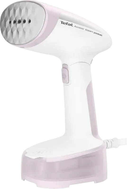 Aparat de călcat vertical cu aburi Tefal DT3050E1, Alb/Roz