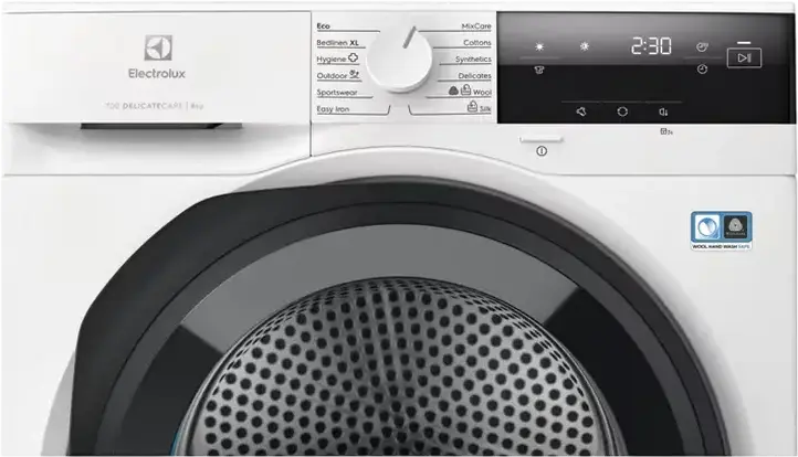 Electrolux EW7D385AE DelicateCare 700 Heat Pump Condenser Dryer, 8kg, A+++ Energy Class, Inverter Motor, MixCare, Woolmark Blue, White/Black