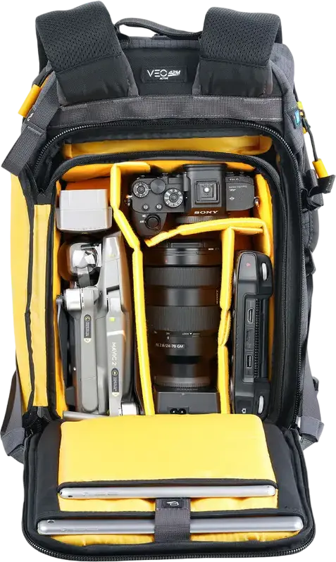 Rucsac Foto Vanguard VEO Active 42M, 17L Nylon 840D Rezistent, Compartiment Laptop 13" și Tabletă 10", Rezistență Apă IP55, Gri, cu Husă de Ploaie