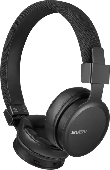 SVEN AP-B700MV Wireless Stereo Over-Ear Headphones, Bluetooth 5.3, Integrated Microphone, 40mm Drivers, Closed-Back Design, Black, Detachable Cable