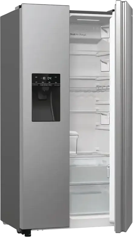 Hisense RS5P535NTCE Side-by-Side Refrigerator, No Frost, Inverter Compressor, 566L Total Capacity, Water Dispenser, Automatic Ice Maker, Stainless Steel