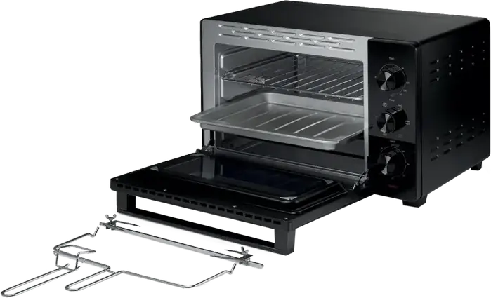 Электрическая мини-печь Hisense HOM30M, объем 30 л, мощность 1600 Вт, 5 режимов нагрева, конвекция, вертел, интерьер из нержавеющей стали, черный