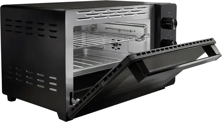 Электрическая мини-печь Hisense HOM30M, объем 30 л, мощность 1600 Вт, 5 режимов нагрева, конвекция, вертел, интерьер из нержавеющей стали, черный