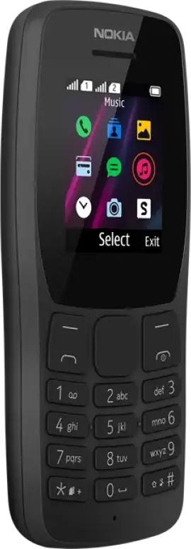 Nokia 110 Feature Phone, 1.77 inch TFT Display, Dual mini-SIM, 2G, QVGA Camera, FM Radio, LED Flashlight, 800 mAh Battery, Black