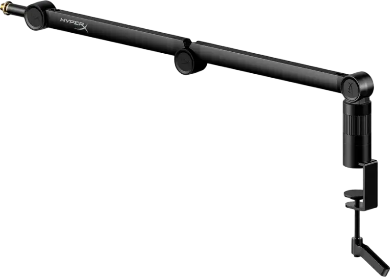 HyperX Caster Microphone and Camera Arm 786H6AA, Black, 1kg Max Load, 91.8cm Reach, 360° Swivel, Toolless Adjustment, C-Clamp Mount, with Adapters