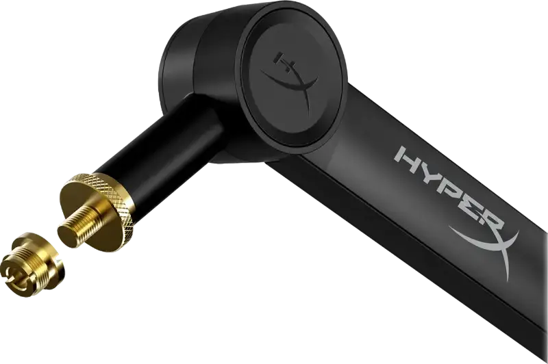 HyperX Caster Microphone and Camera Arm 786H6AA, Black, 1kg Max Load, 91.8cm Reach, 360° Swivel, Toolless Adjustment, C-Clamp Mount, with Adapters