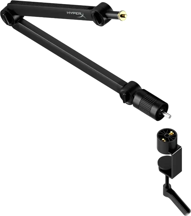 HyperX Caster Microphone and Camera Arm 786H6AA, Black, 1kg Max Load, 91.8cm Reach, 360° Swivel, Toolless Adjustment, C-Clamp Mount, with Adapters