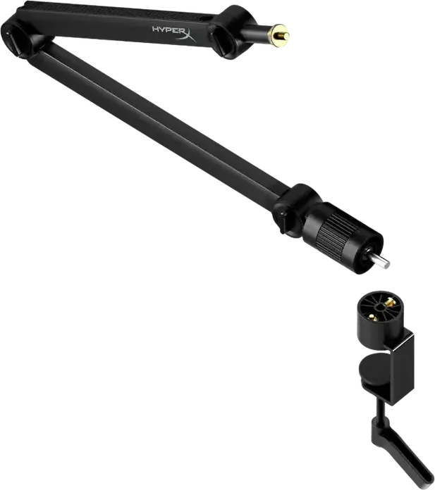 HyperX Caster Microphone and Camera Arm 786H6AA, Black, 1kg Max Load, 91.8cm Reach, 360° Swivel, Toolless Adjustment, C-Clamp Mount, with Adapters