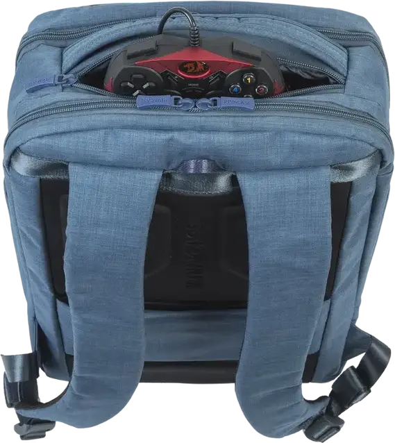 RivaCase Biscayne 8365 Laptop Backpack for 17.3 inch Laptops and 10.5 inch Tablets, Water-Resistant Polyester, 25L Capacity, Blue, with Trolley Strap