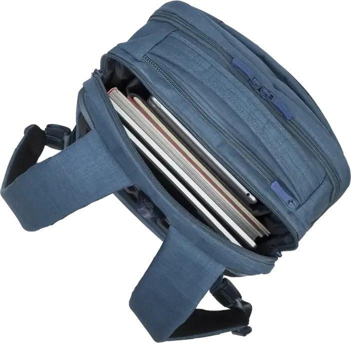 RivaCase Biscayne 8365 Laptop Backpack for 17.3 inch Laptops and 10.5 inch Tablets, Water-Resistant Polyester, 25L Capacity, Blue, with Trolley Strap