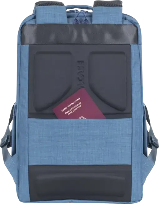 RivaCase Biscayne 8365 Laptop Backpack for 17.3 inch Laptops and 10.5 inch Tablets, Water-Resistant Polyester, 25L Capacity, Blue, with Trolley Strap