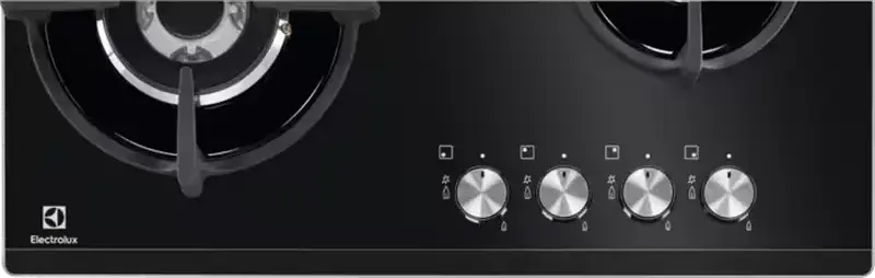 Газовая встроенная варочная панель Electrolux KGG6437K, 4 конфорки, закаленное стекло, чугунные решетки, горелка WOK и Speed Burner, 59 см