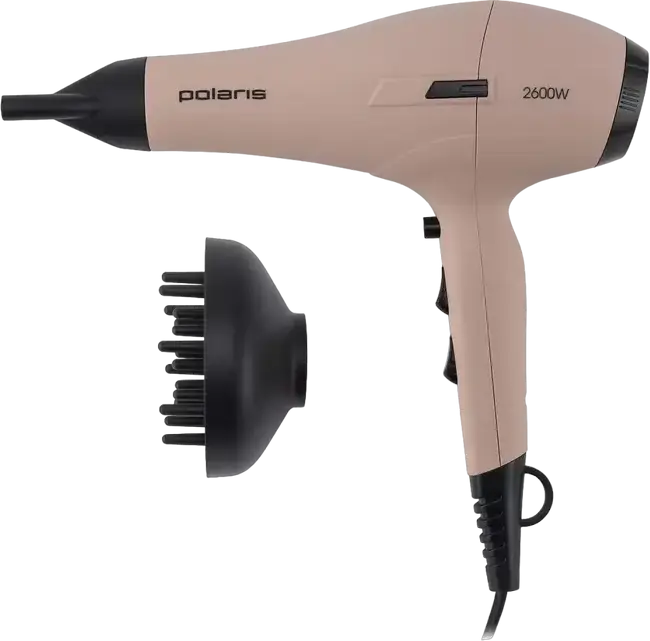 Fön Polaris PHD 2600AC Profesional 2600W, Roz, cu Ionizare, 4 Setări de Temperatură, 2 Moduri de Flux de Aer, Aer Rece, Difuzor și Concentrator