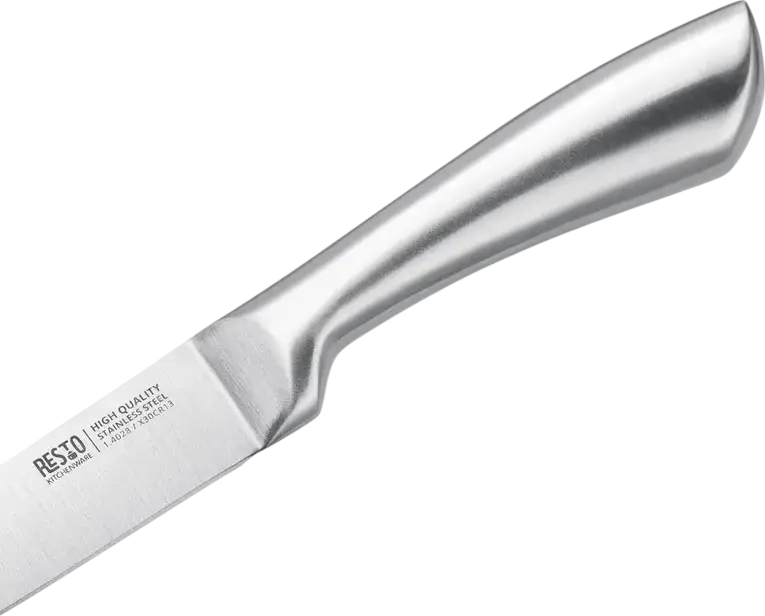 RESTO 95605 Merope 3-Piece Stainless Steel Knife Set - Santoku 18cm, Utility 13cm, Paring 9cm - X30Cr13 Steel - Made in Germany - Gift Box